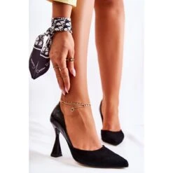 PA2 Escarpins En Cuir à La Mode à Spitz Black Mailla Le Noir