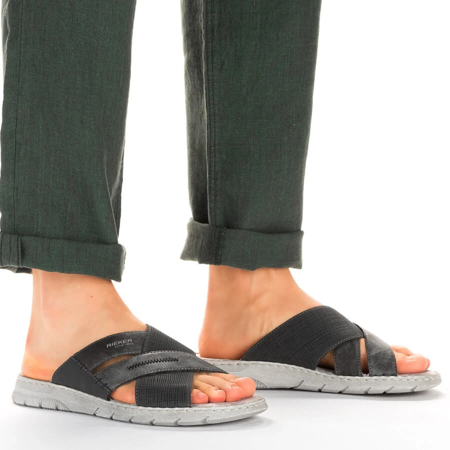 Pantoufles Confortables Pour Hommes Gris Rieker 25289-45 – Image 10
