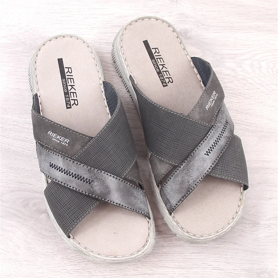 Pantoufles Confortables Pour Hommes Gris Rieker 25289-45 – Image 2