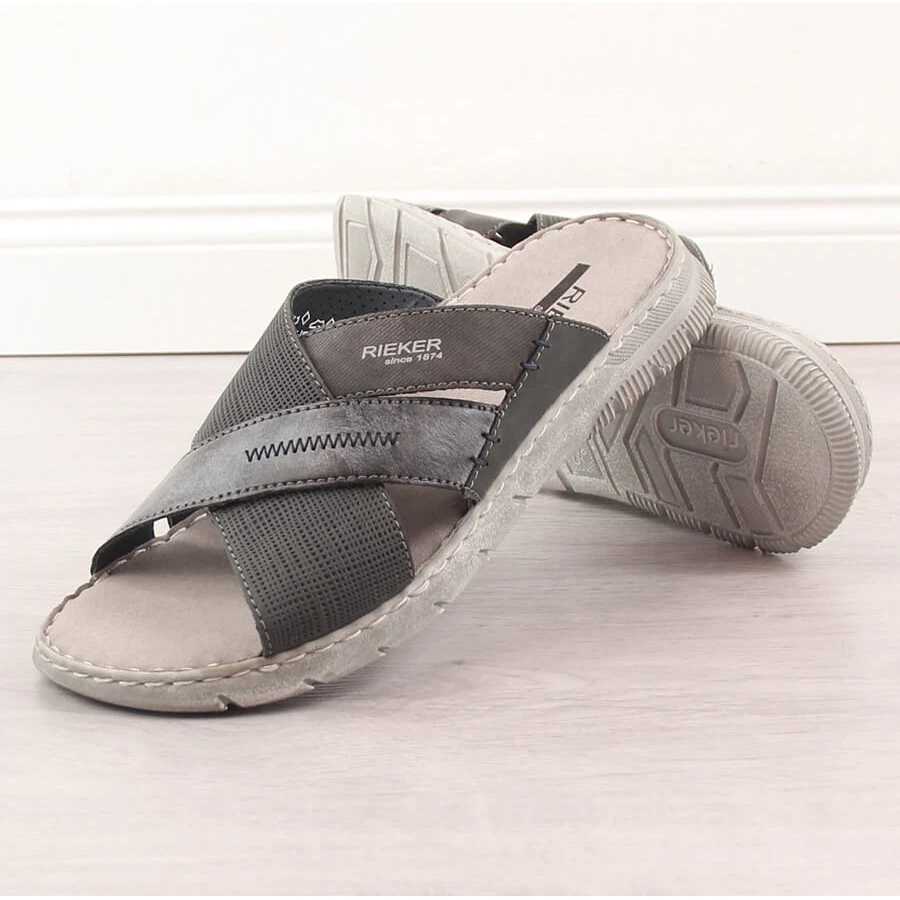 Pantoufles Confortables Pour Hommes Gris Rieker 25289-45 – Image 3
