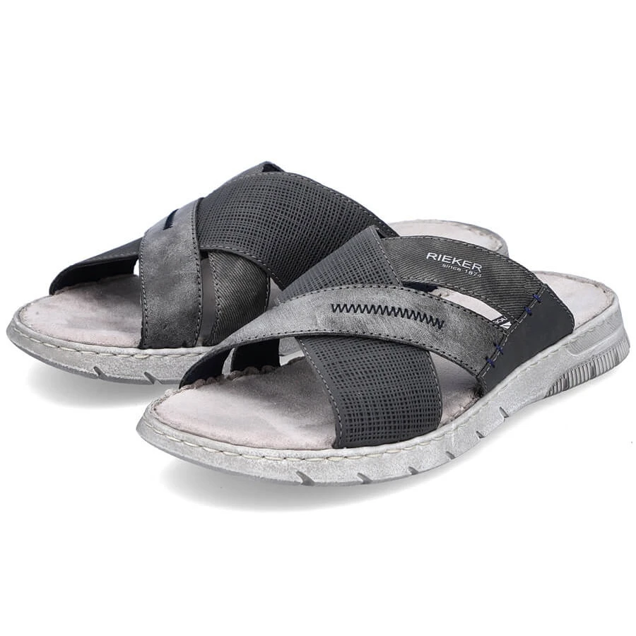 Pantoufles Confortables Pour Hommes Gris Rieker 25289-45 – Image 8