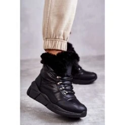 PE1 Bottes De Neige à Lacets Pour Femme Noir Anna Le Noir