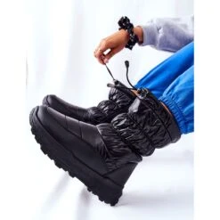PE1 Bottes De Neige Chaudes Noires Starbone Pour Femmes Avec Fermeture à Glissière Le Noir