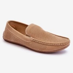 PE1 Mocassins Classiques En Daim Pour Homme Beige Felixo