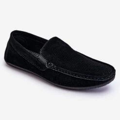 PE1 Mocassins En Daim Classiques Pour Hommes Noir Felixo Le Noir