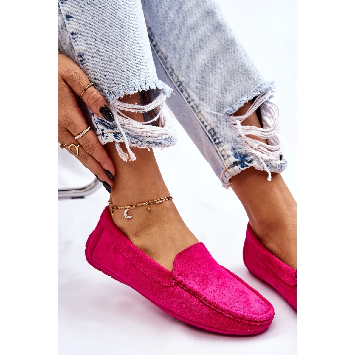 PE1 Mocassins Femme Daim Fuchsia Morreno Rose – Image 11
