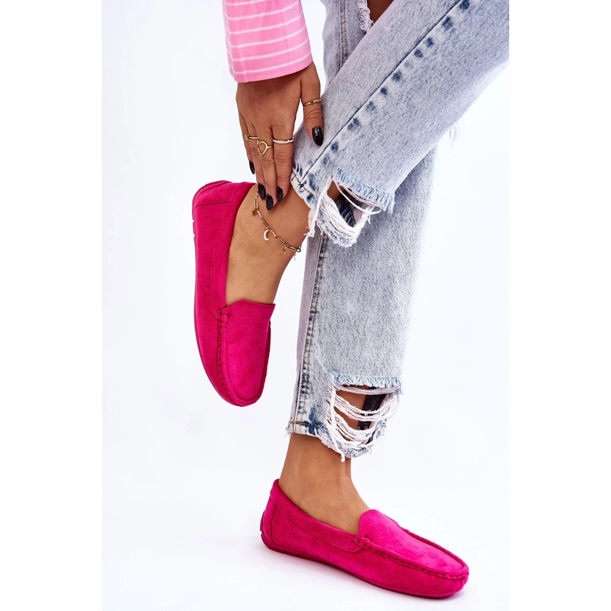 PE1 Mocassins Femme Daim Fuchsia Morreno Rose – Image 6