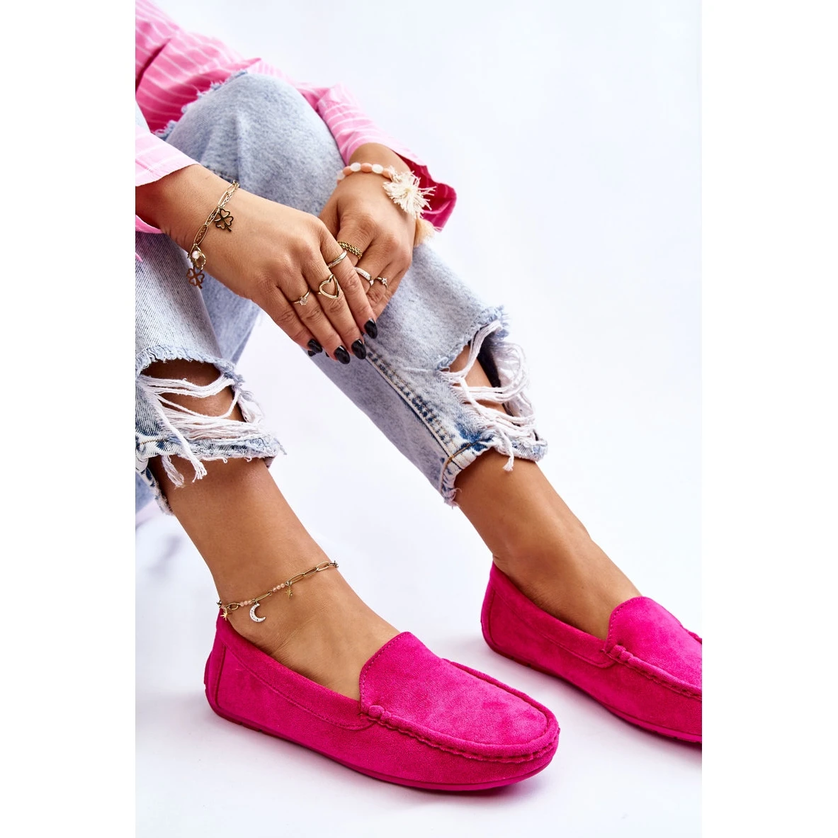 PE1 Mocassins Femme Daim Fuchsia Morreno Rose – Image 9
