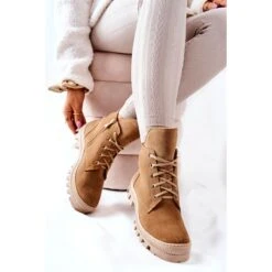 PF1 Bottines Chaudes En Daim Camel Annabeth Beige