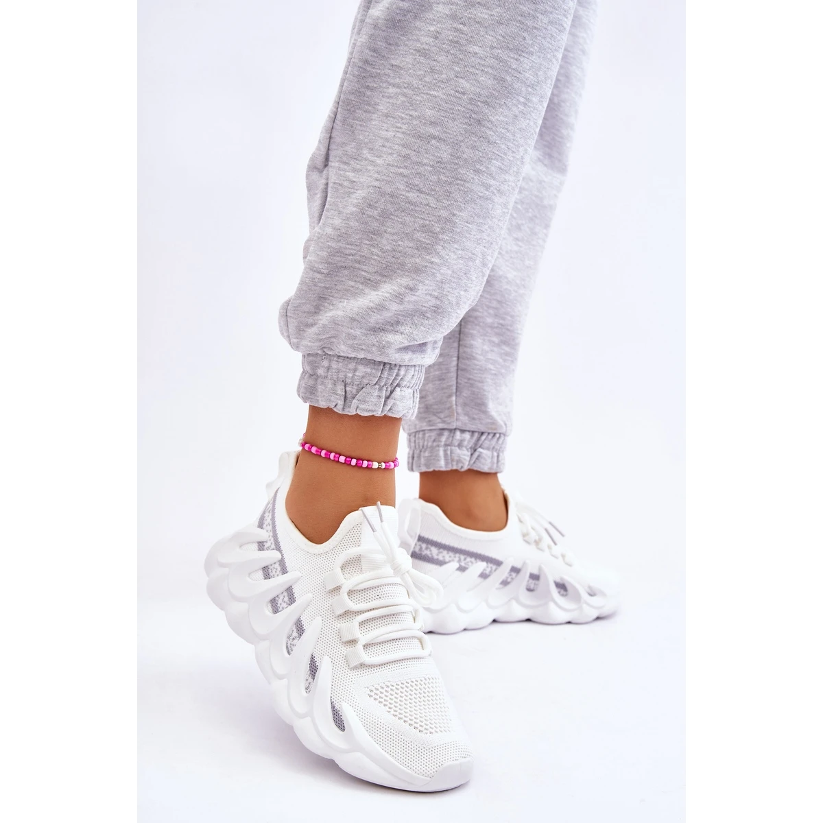 PG1 Baskets Chaussettes Tendance Femme Blanc Daxo Blanche – Image 5
