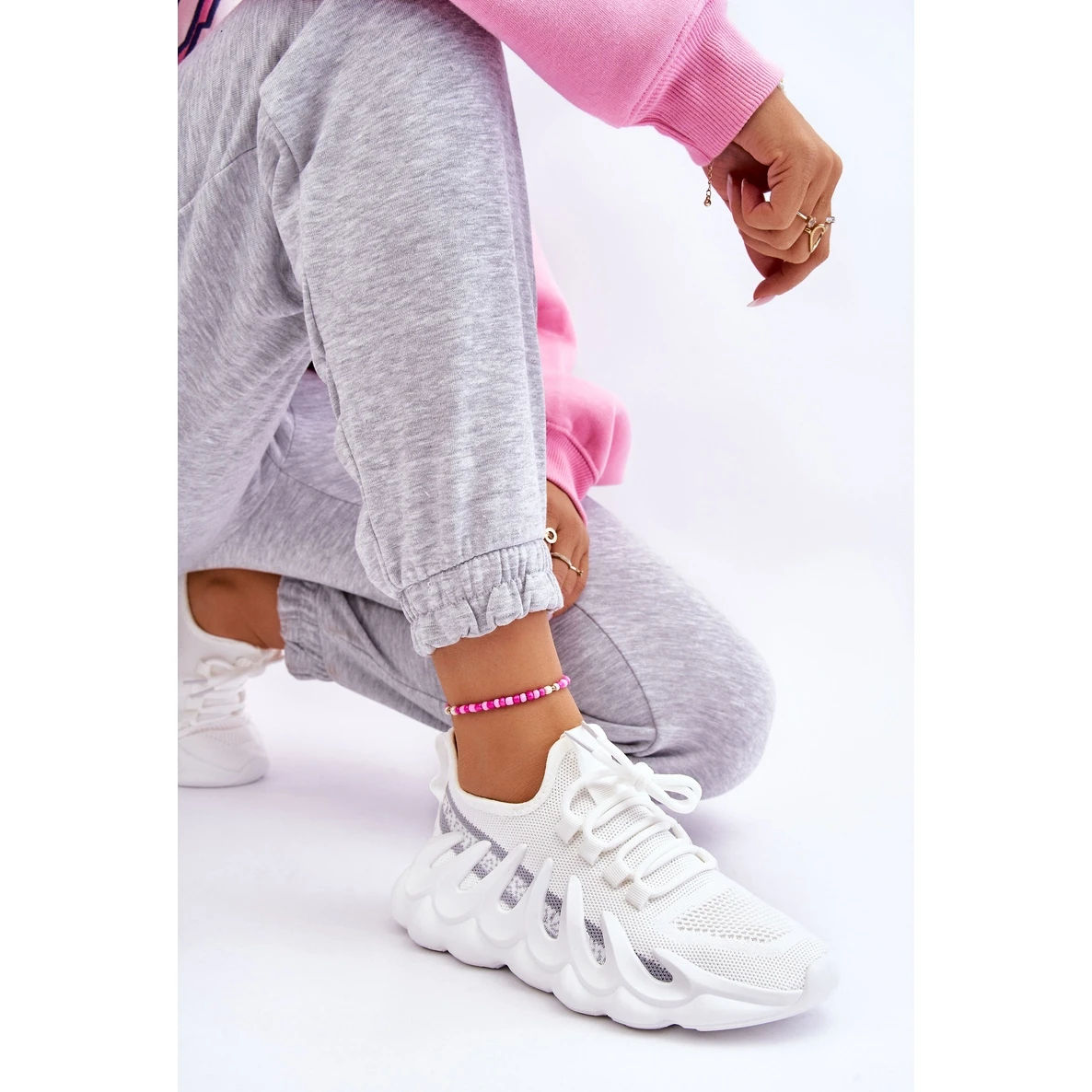 PG1 Baskets Chaussettes Tendance Femme Blanc Daxo Blanche – Image 6