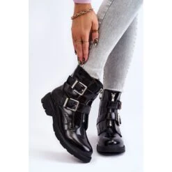 PG1 Bottes Plates Zippées Isolées Pour Femmes Noir Joshie Le Noir