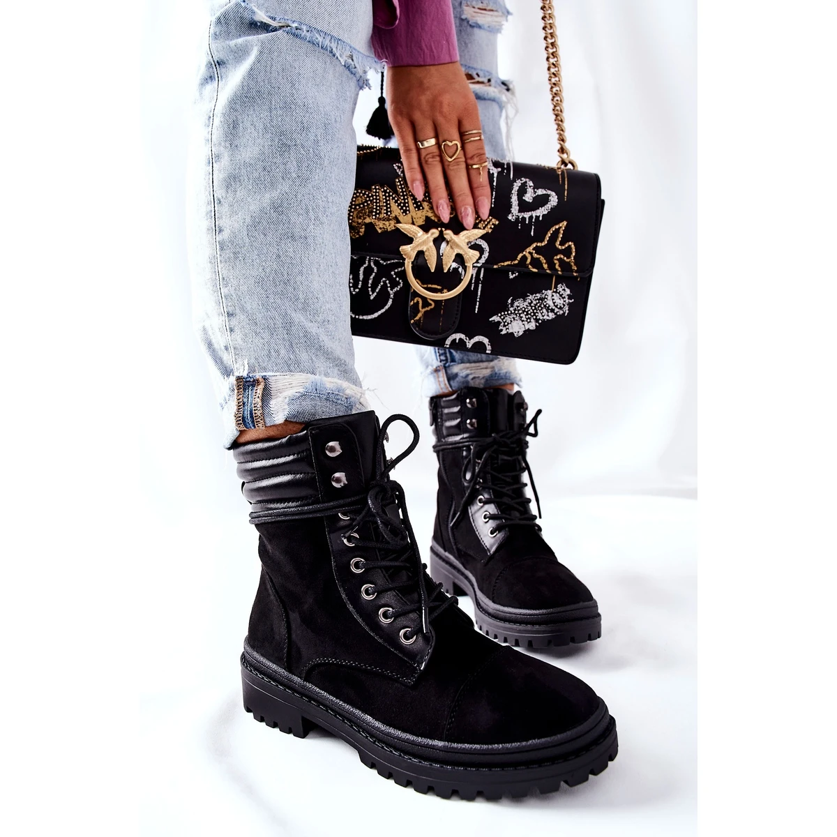 PG1 Bottines Femme Daim Noir Deliopis Le Noir – Image 2