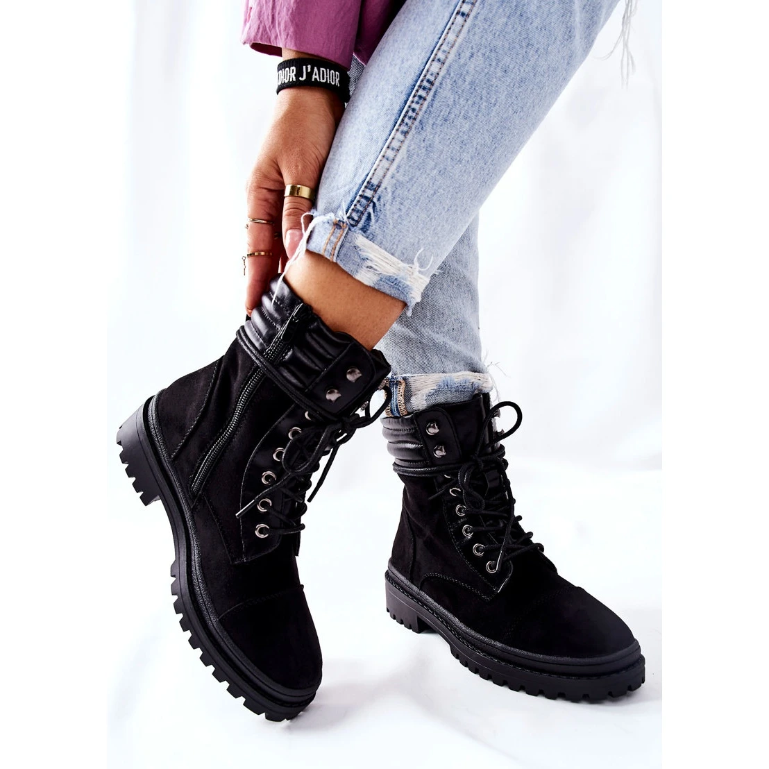 PG1 Bottines Femme Daim Noir Deliopis Le Noir – Image 3