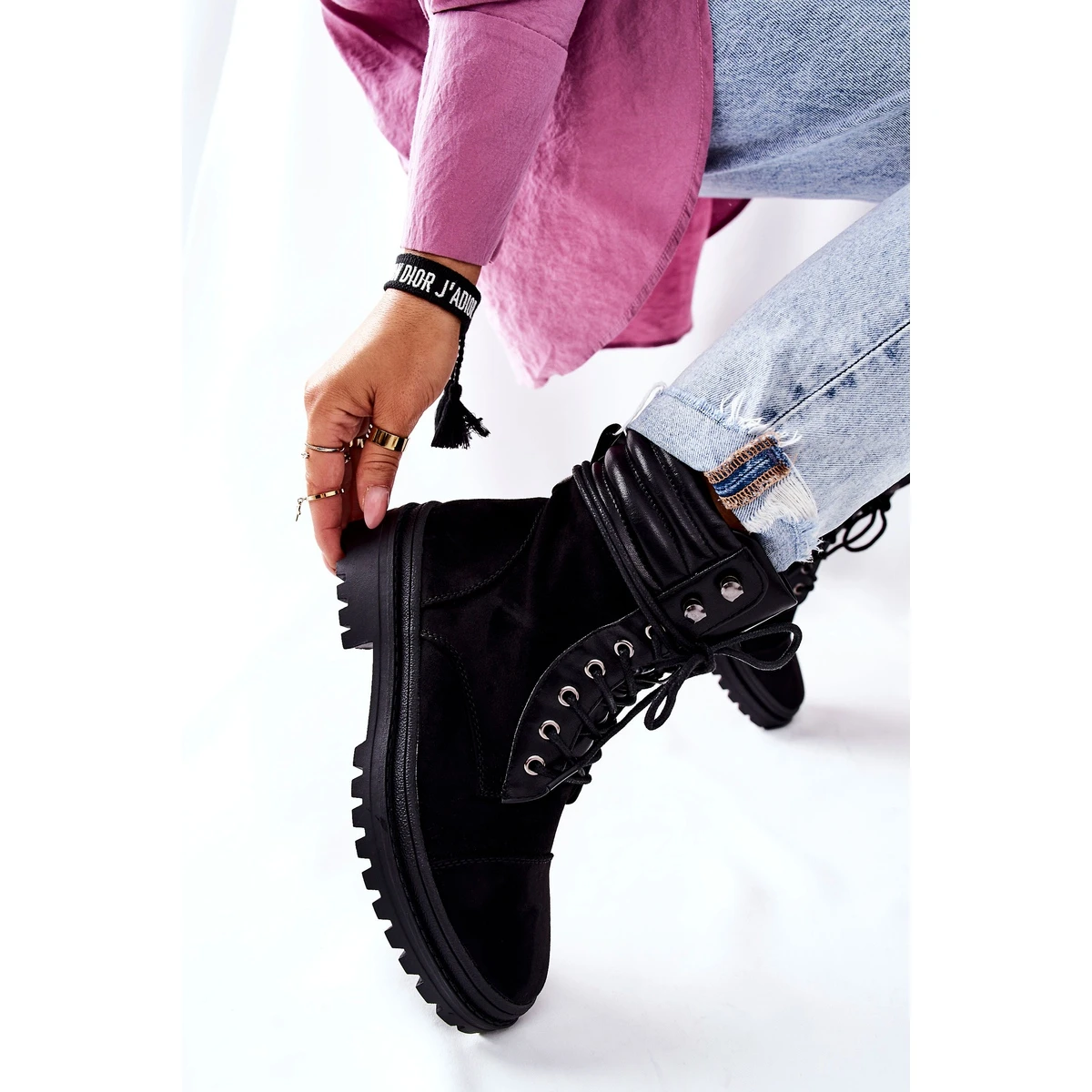 PG1 Bottines Femme Daim Noir Deliopis Le Noir – Image 4