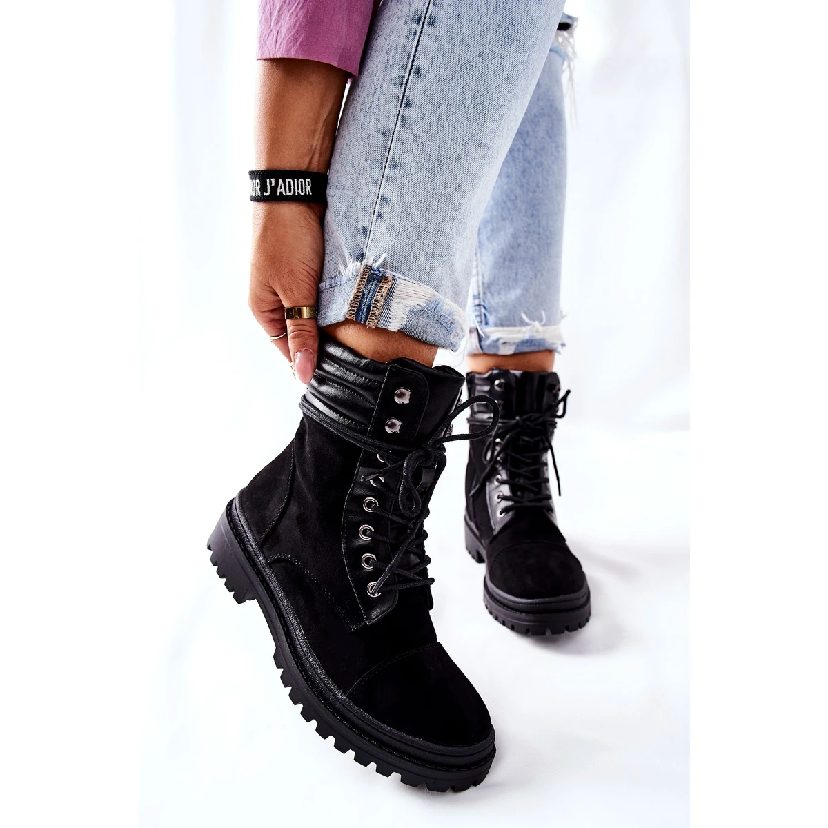 PG1 Bottines Femme Daim Noir Deliopis Le Noir – Image 5