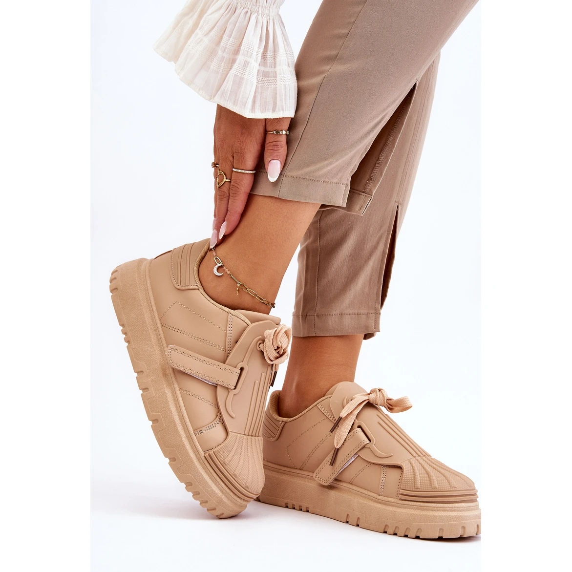 PG1 Chaussures De Sport à La Mode Pour Femmes Beige Genesis – Image 3