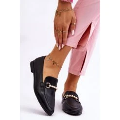 PG1 Mocassins Femme En Cuir Avec Perles Décoratives Noir Ishan Le Noir