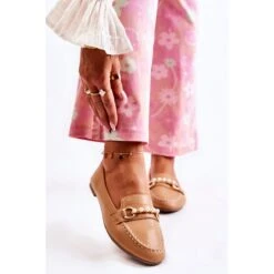 PG1 Mocassins Marron Pour Femme Avec Perles Décoratives De Sergia Brun