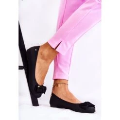 PH1 Ballerines En Caoutchouc Pour Femmes Avec Nœud Noir Fergie Le Noir