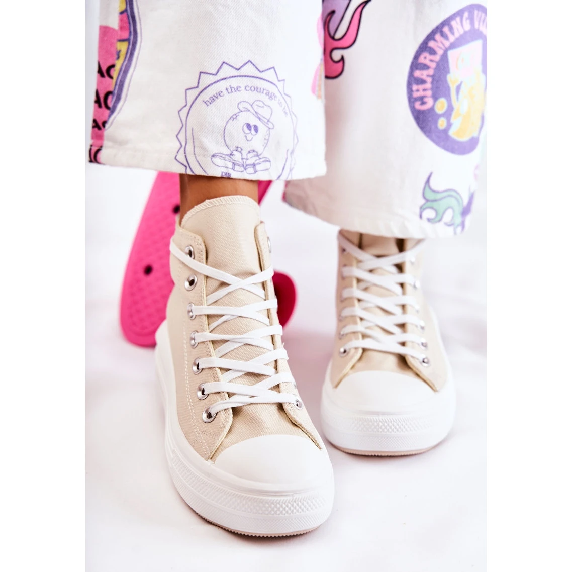 PJ1 Baskets Montantes Femme Beige Carlyn – Image 5