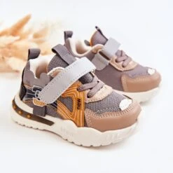 PJ2 Chaussures De Sport Enfant En Toile Gris-Marron Nathine Brun