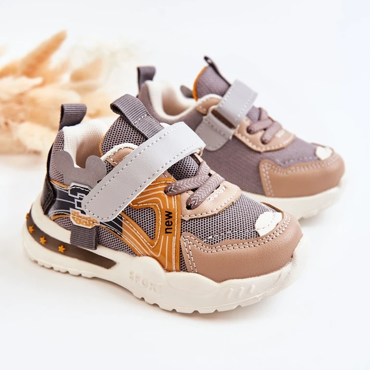 PJ2 Chaussures De Sport Enfant En Toile Gris-Marron Nathine Brun