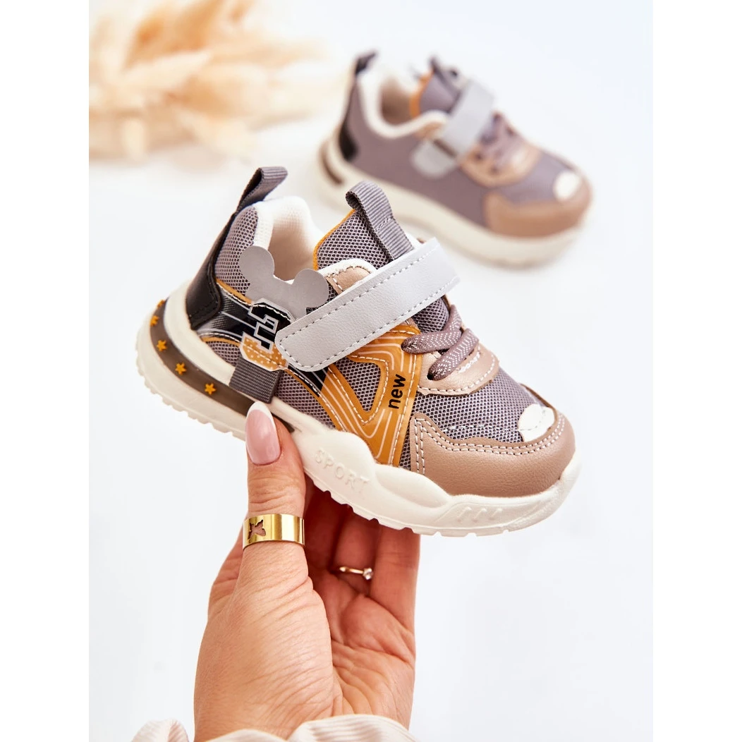 PJ2 Chaussures De Sport Enfant En Toile Gris-Marron Nathine Brun – Image 3