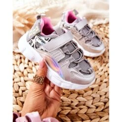 PJ2 Chaussures De Sport Pour Enfants Avec Velcro Silver Vibo Argent