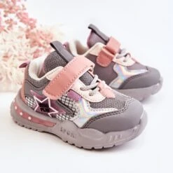 PJ2 Chaussures Sport Léger Enfant Gris-Rose Mobby