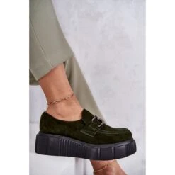 PL5 Chaussures En Daim à La Mode Sur La Plateforme Khaki Marsol Vert