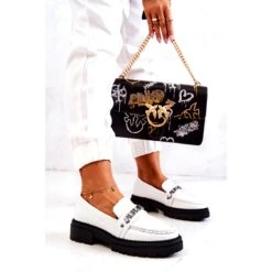 PL5 Mocassins Cuir Lettres La.Fi Blanc Jenefer Blanche