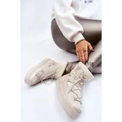 PM1 Bottes De Neige À Lacets À La Mode Pour Femmes Beige Clair Carrios