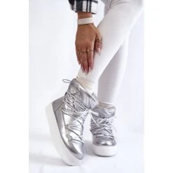 PM1 Bottes De Neige à Lacets à La Mode Pour Femmes En Argent Carrios