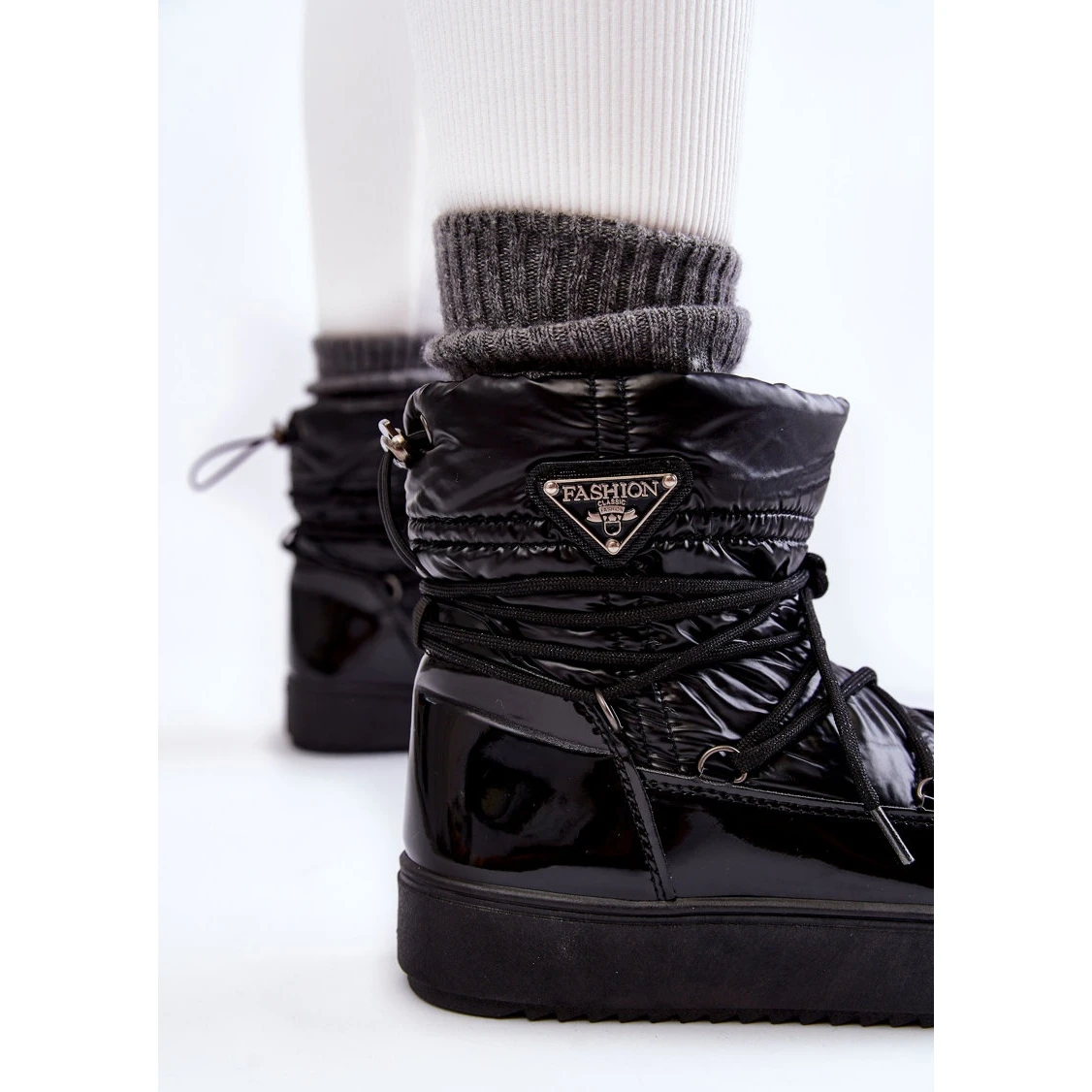PM1 Bottes De Neige à Lacets à La Mode Pour Femmes En Noir Carrios Le Noir – Image 6