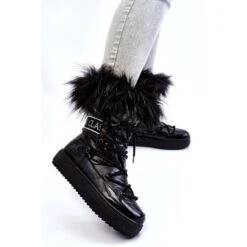 PM1 Bottes De Neige à Lacets Pour Femmes Noir Santero Le Noir