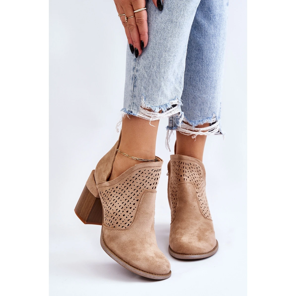 PM1 Bottes Découpées En Daim Beige Layne – Image 3