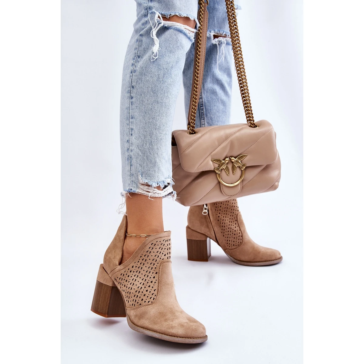 PM1 Bottes Découpées En Daim Beige Layne – Image 4