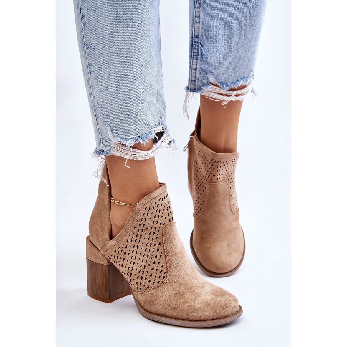 PM1 Bottes Découpées En Daim Beige Layne – Image 7