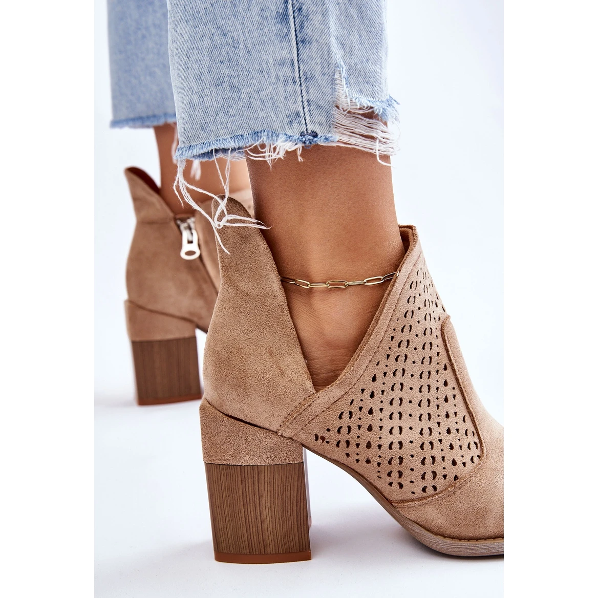 PM1 Bottes Découpées En Daim Beige Layne – Image 8