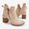 PM1 Bottines Camden Daim à Talons Chunky Beige Clair