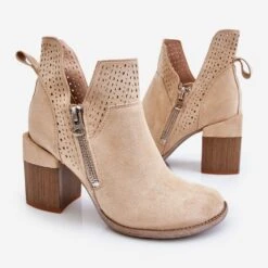 PM1 Bottines Camden Daim à Talons Chunky Beige Clair