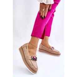 PM1 Mocassins Plateforme Ornés Pour Femme Beige Adelyn