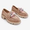 PM1 Mocassins Richelieu Femme Avec Décorations Beige Issac