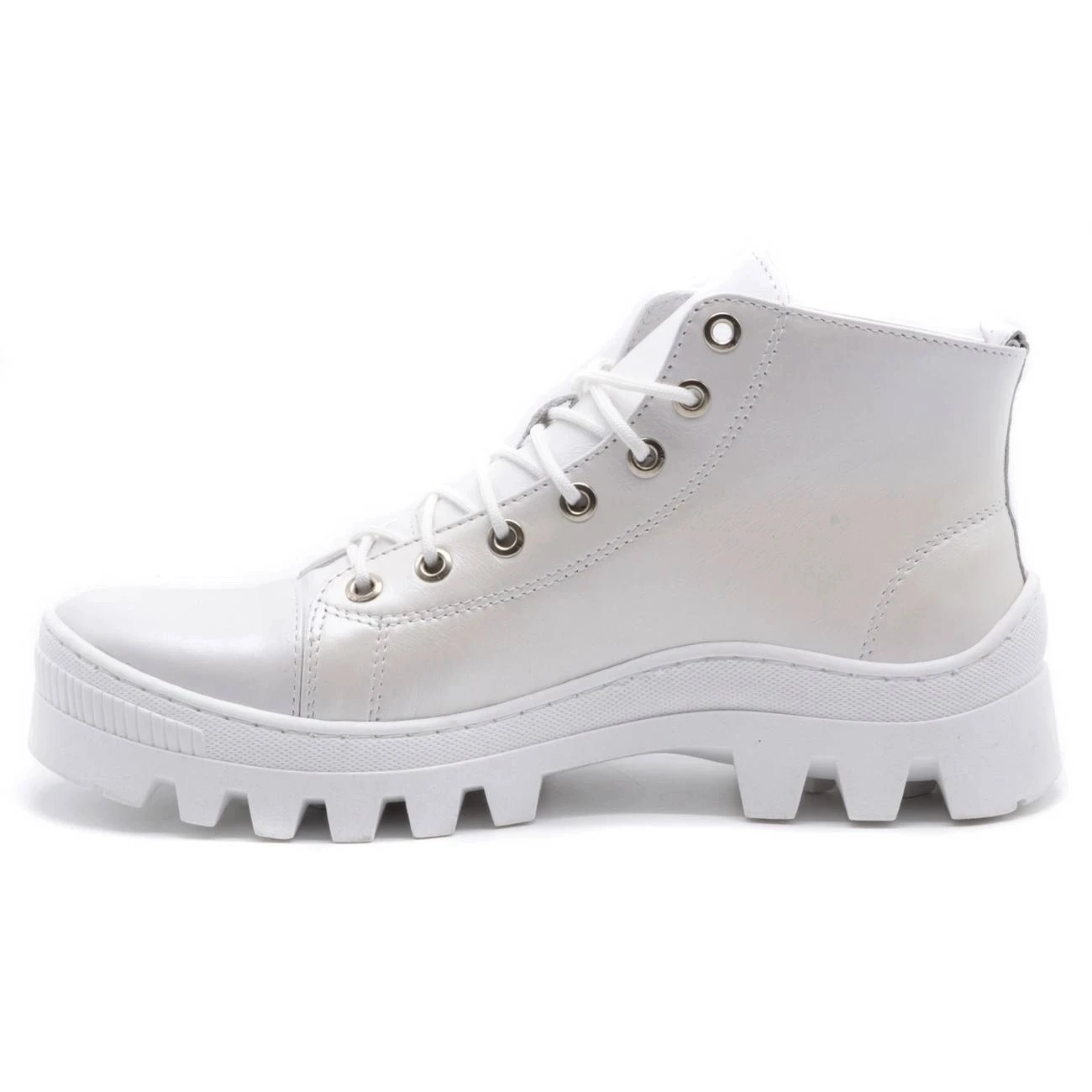 Polbut Bottines Femme En Cuir D1 Blanc Avec Dessous Blanc Blanche