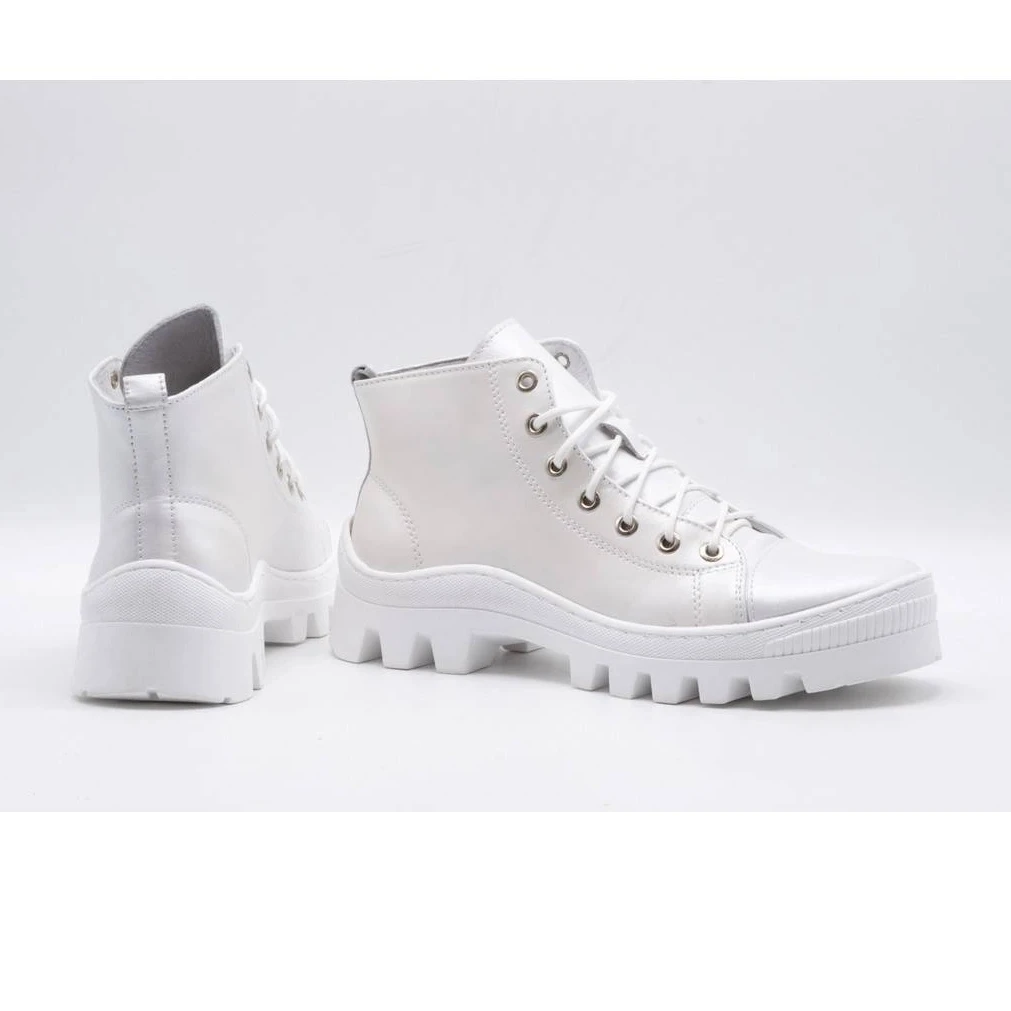 Polbut Bottines Femme En Cuir D1 Blanc Avec Dessous Blanc Blanche – Image 4