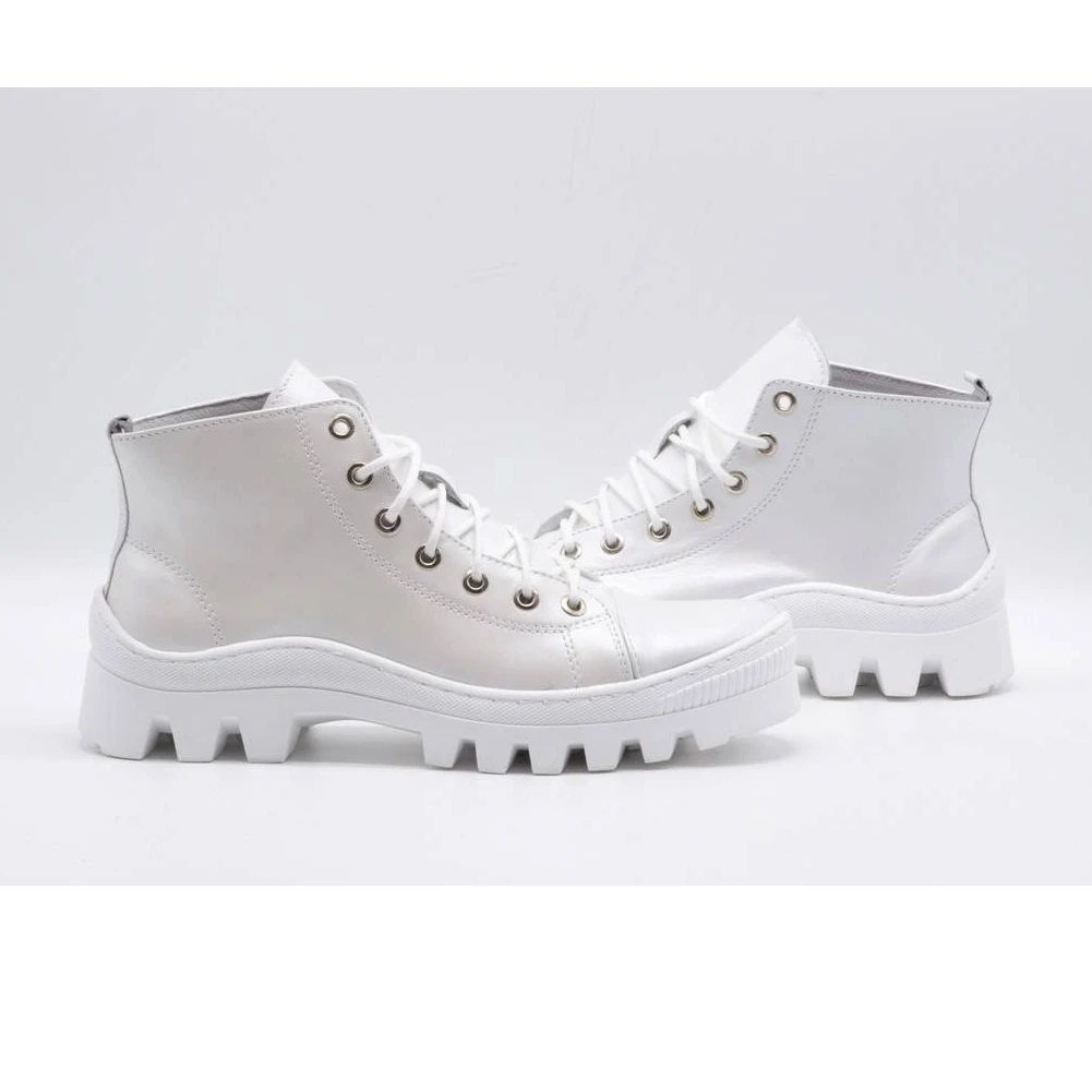 Polbut Bottines Femme En Cuir D1 Blanc Avec Dessous Blanc Blanche – Image 5