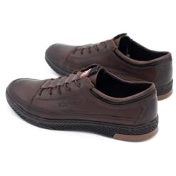 Polbut Chaussures Casual En Cuir Pour Hommes K22 Marron Foncé Brun
