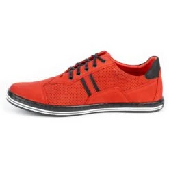 Polbut Chaussures Casual Homme 1801P Nubuck Rouge Avec Du Noir