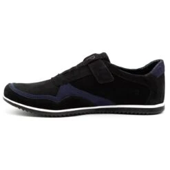 Polbut Chaussures Décontractées En Cuir Pour Hommes 2102/2 Noir Avec Bleu Marine Le Noir